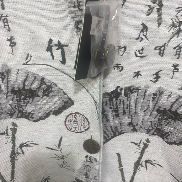 NWT Zashi White Chinese Print Art To Wear Coat Jacket - Picture 3 of 5